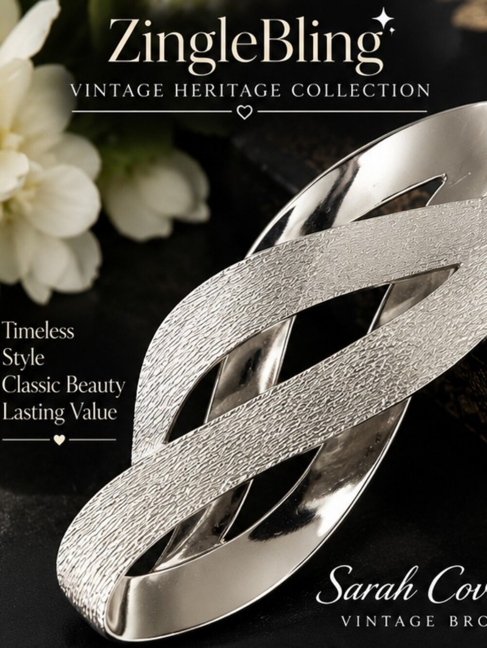 Vintage Sarah Coventry Silver Tone Modernist Abstract Statement Brooch